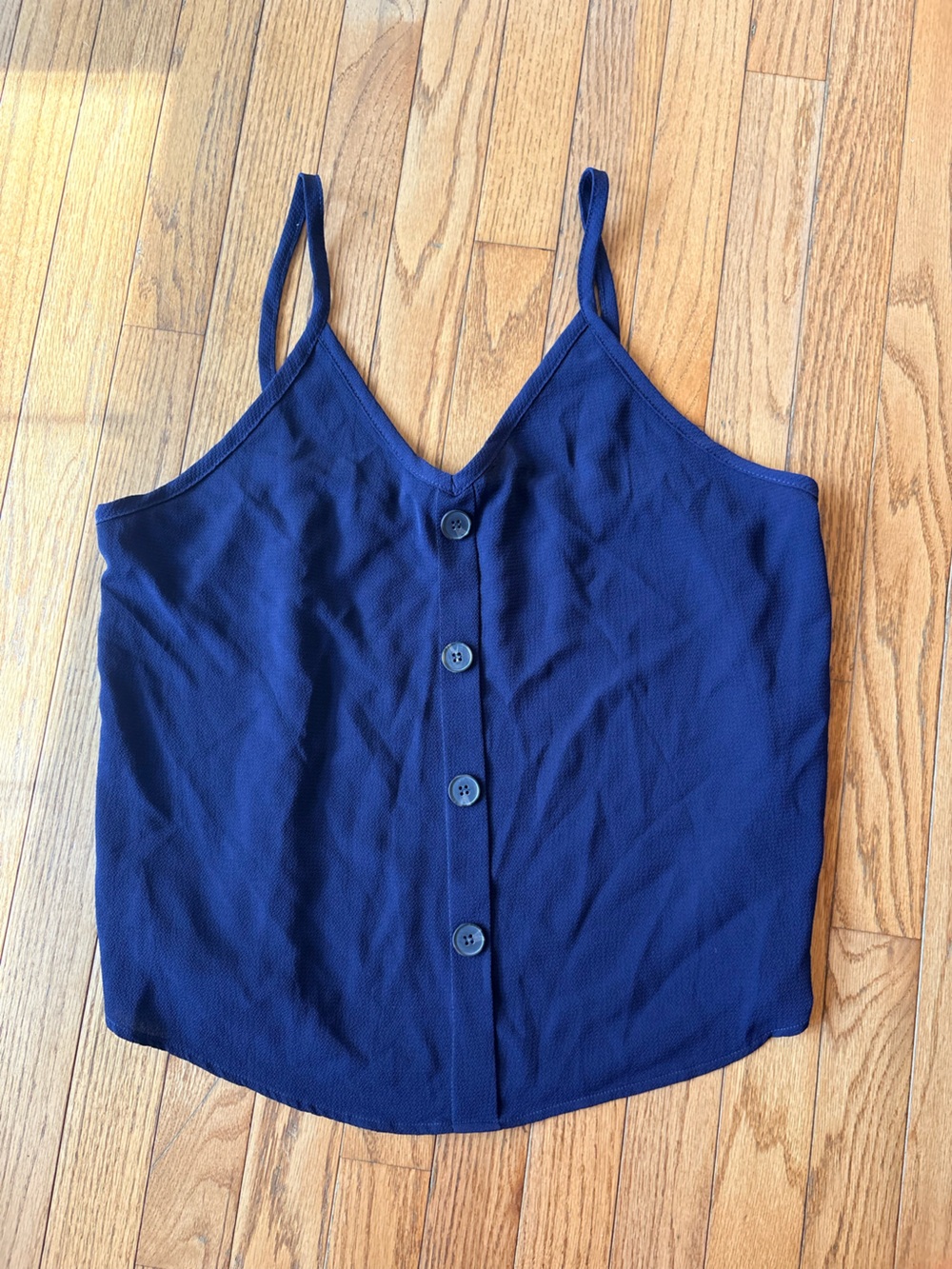 Ada Navy Button-Front Spaghetti Strap Cami